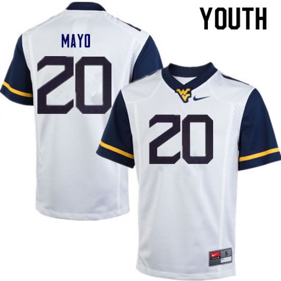 Youth West Virginia Mountaineers NCAA #20 Tae Mayo White Authentic Nike Stitched College Football Jersey WV15Z36XK